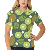 Whole sliced kiwi leave and flower Women's All Over Print Polo Shirt