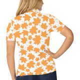Orange Maple Leaf pattern Women's All Over Print Polo Shirt