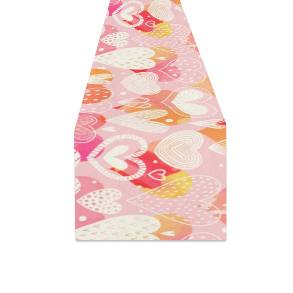 Hand drawn heart design pattern Table Runner