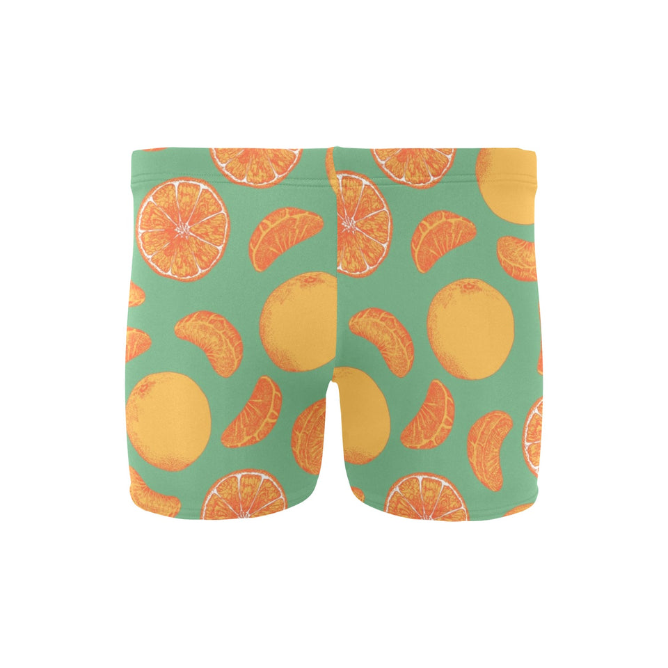 orange fruit pattern green background Men's Swimming Trunks