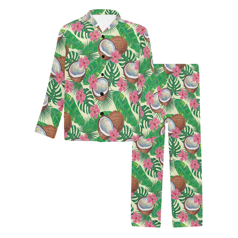 Coconut Pattern Print Design 01 Men's Long Pajama Set