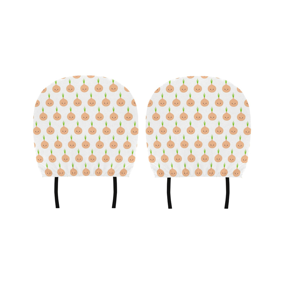 cute onions smiling faces Car Headrest Cover
