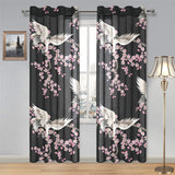 Japanese crane pink sakura pattern Gauze Curtain