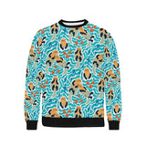 Cute sea otters fishe sea urchin pattern Men's Crew Neck Sweatshirt