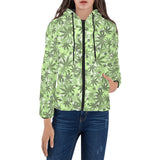 Canabis Marijuana Weed Pattern Print Design 01 Women's Padded Hooded Jacket