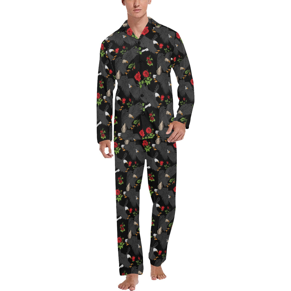 Eagle Pattern Print Design 04 Men's Long Pajama Set