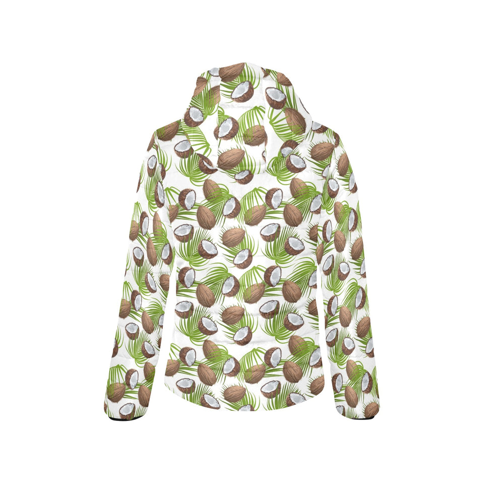 Coconut Pattern Print Design 04 Women's Padded Hooded Jacket