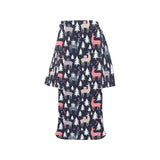 Deers Winter Christmas pattern Blanket Robe with Sleeves
