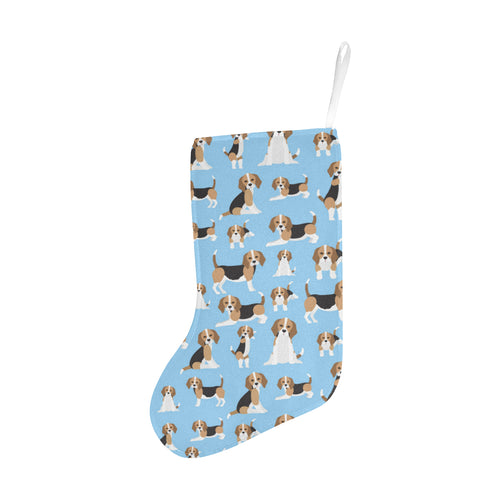 Beagle dog blue background pattern Christmas Stocking