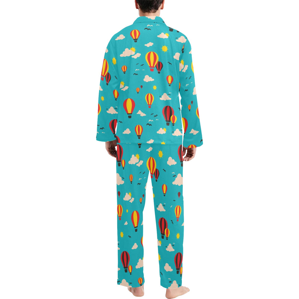 Hot Air Balloon Sky Pattern Men's Long Pajama Set
