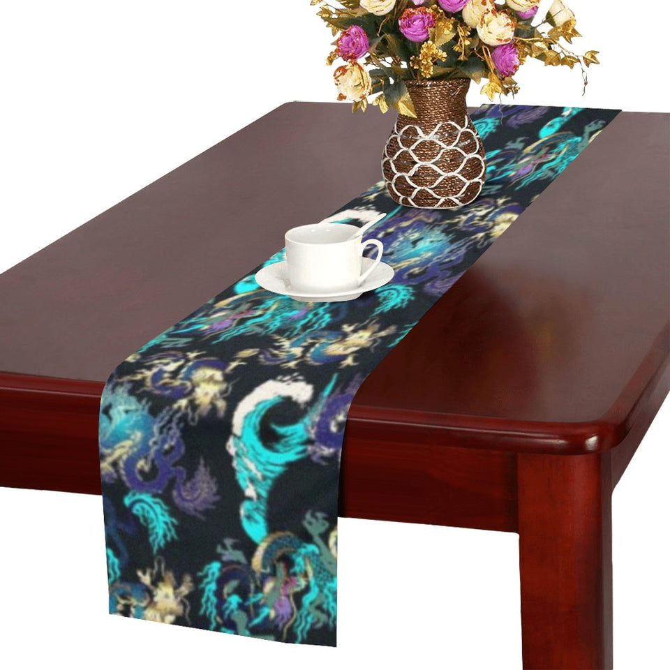 Dragon sea wave pattern Table Runner