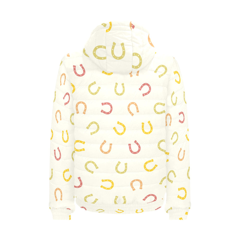 Horseshoes Pattern Print Design 02 Men's Padded Hooded Jacket