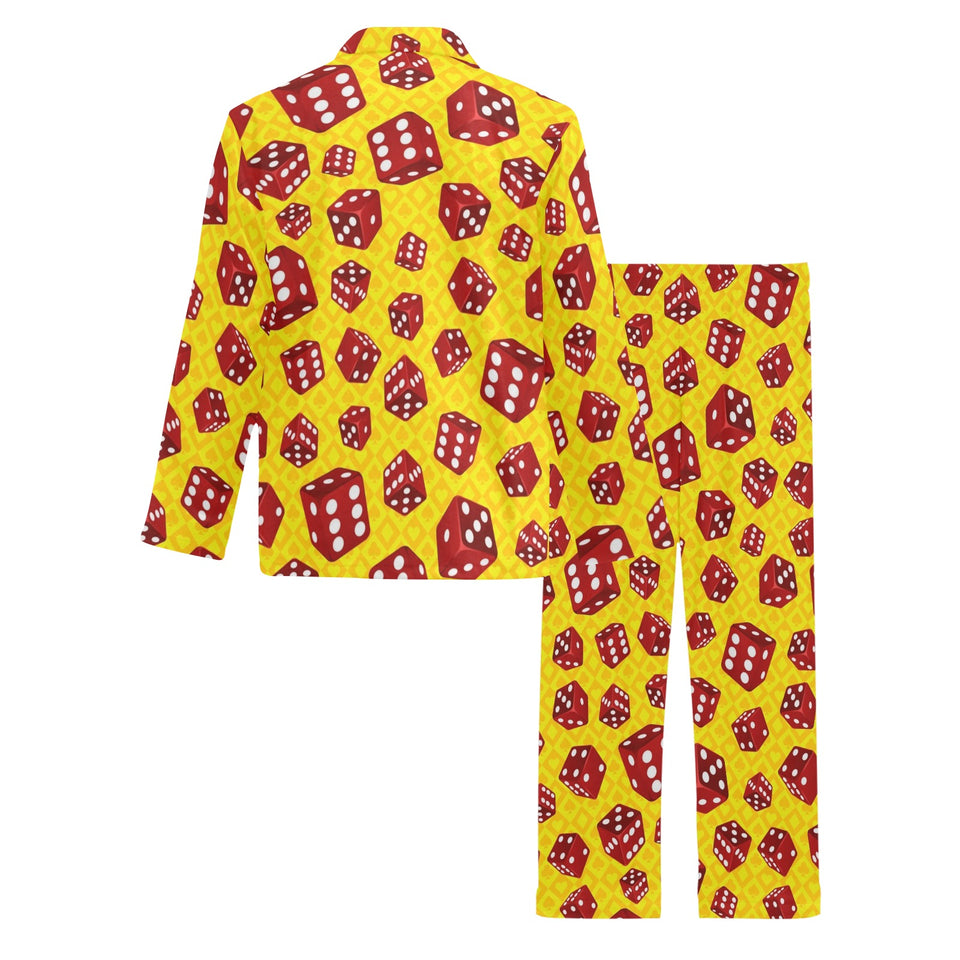 Dice Pattern Print Design 04 Men's Long Pajama Set