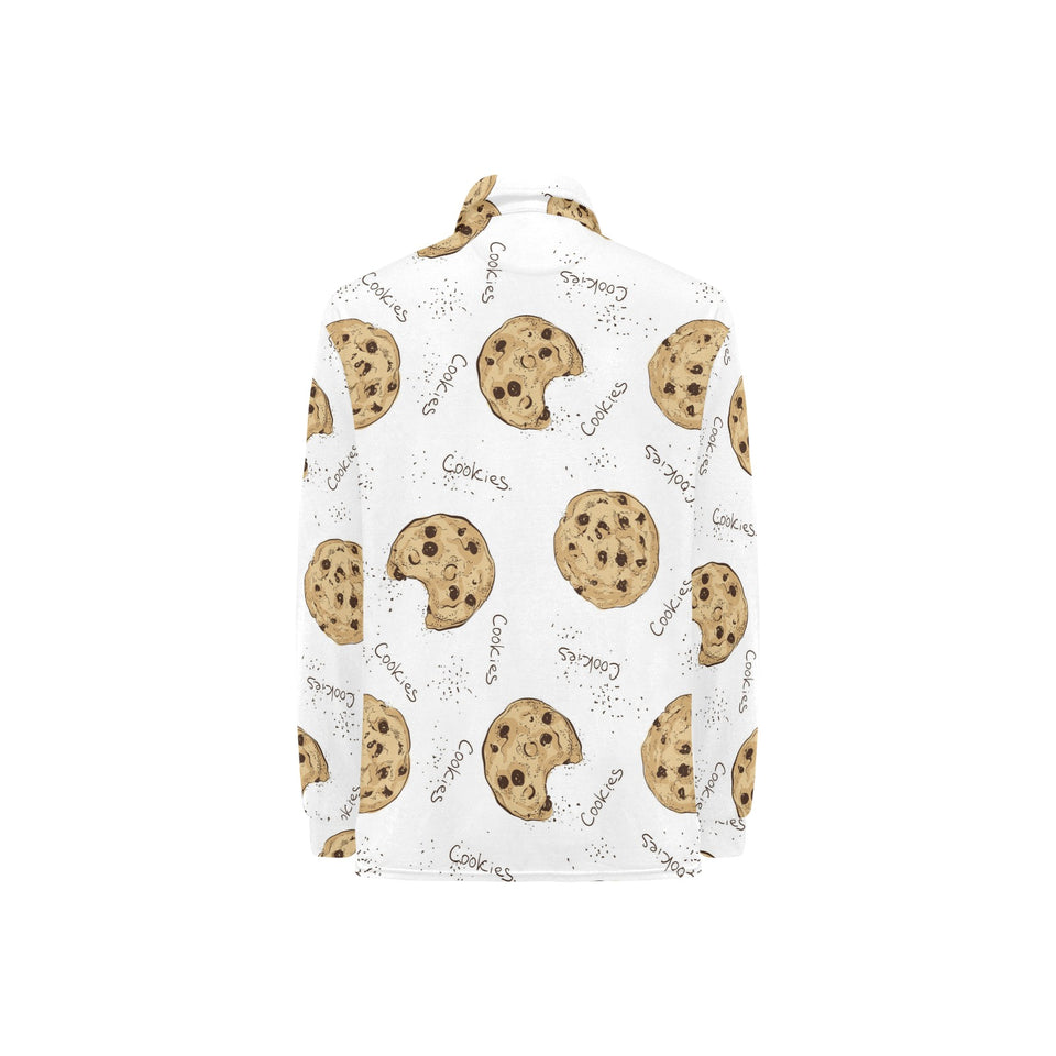Sketch style cookie pattern Women's Long Sleeve Polo Shirt