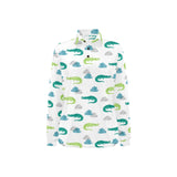 watercolor crocodile pattern Women's Long Sleeve Polo Shirt