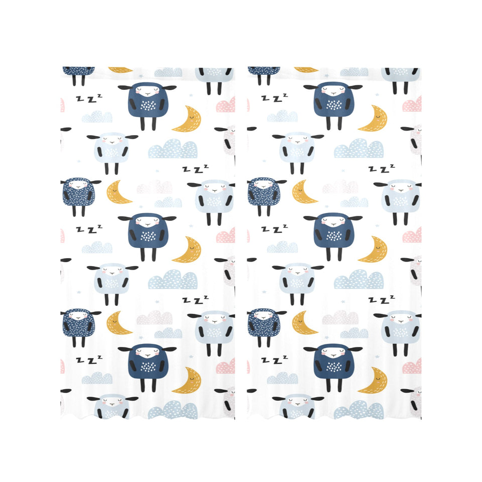 Cute sleeping sheep moon cloud pattern Gauze Curtain