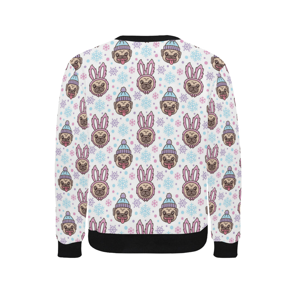 Cute pug hat rabbit costume pattern Men's Crew Neck Sweatshirt