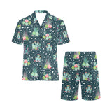 Cactus glass terrarium pattern Men's V-Neck Short Pajama Set