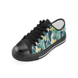 Toucan tropical leaves design pattern Kids' Boys' Girls' Low Top Canvas Shoes Black