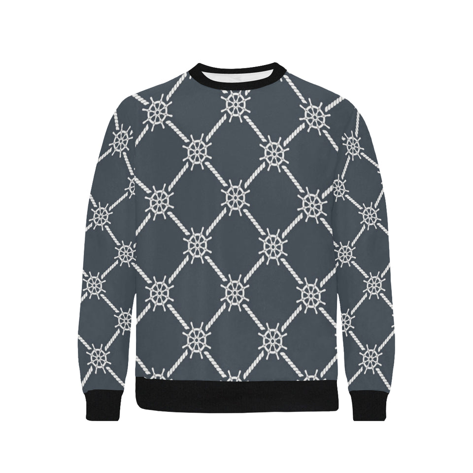 nautical steering wheel rope pattern Men's Crew Neck Sweatshirt