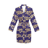 Beautiful japanese fan pattern Women's Long Sleeve Belted Night Robe