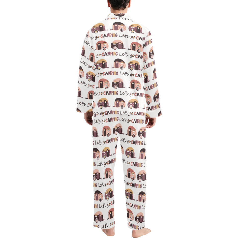 Camper Van Pattern Print Design 01 Men's Long Pajama Set