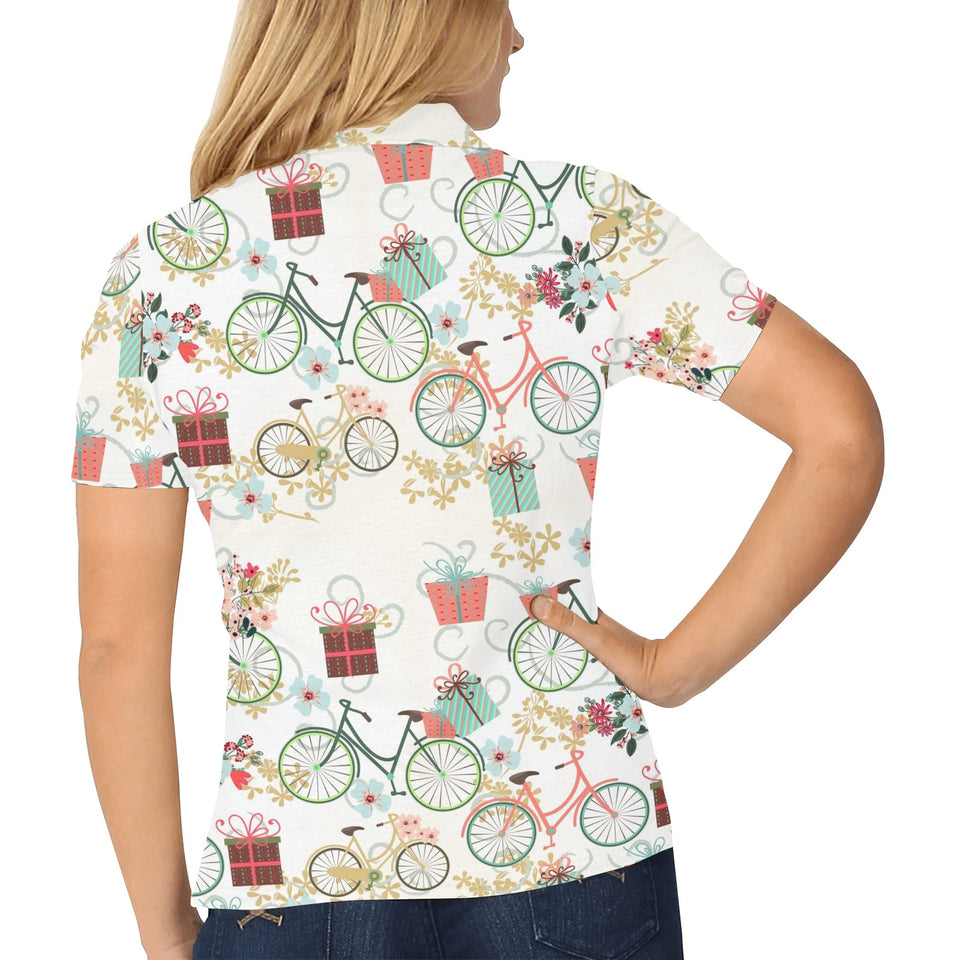 Bicycle Pattern Print Design 05 Women's All Over Print Polo Shirt