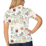 Bicycle Pattern Print Design 05 Women's All Over Print Polo Shirt