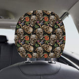 Skull rose humming bird flower pattern Car Headrest Cover