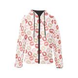 Lips Pattern Print Design 04 Women's Padded Hooded Jacket