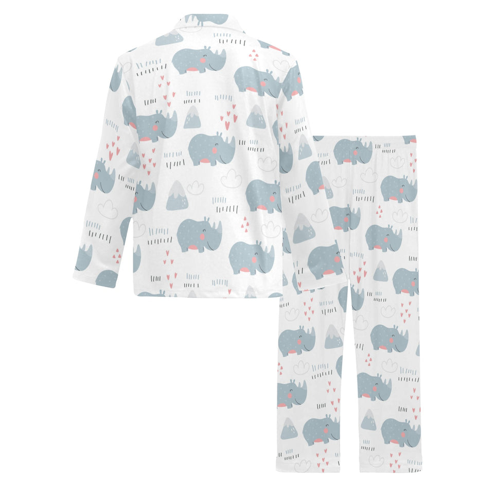 cute rhino heart pattern Men's Long Pajama Set