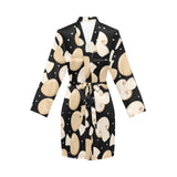 Champignon mushroom pattern Women's Long Sleeve Belted Night Robe