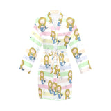 Cute hand drawn mermaid Women's Long Sleeve Belted Night Robe