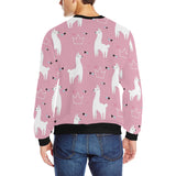 Llama Alpaca pink background Men's Crew Neck Sweatshirt