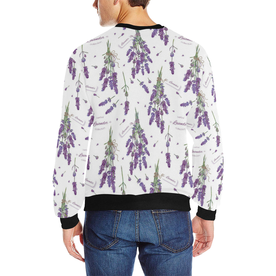 lavender flower design pattern Men's Crew Neck Sweatshirt