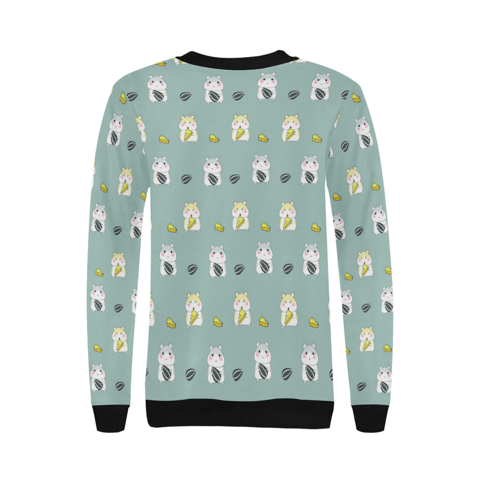 Cute hamster cheese pattern Women's Crew Neck Sweatshirt