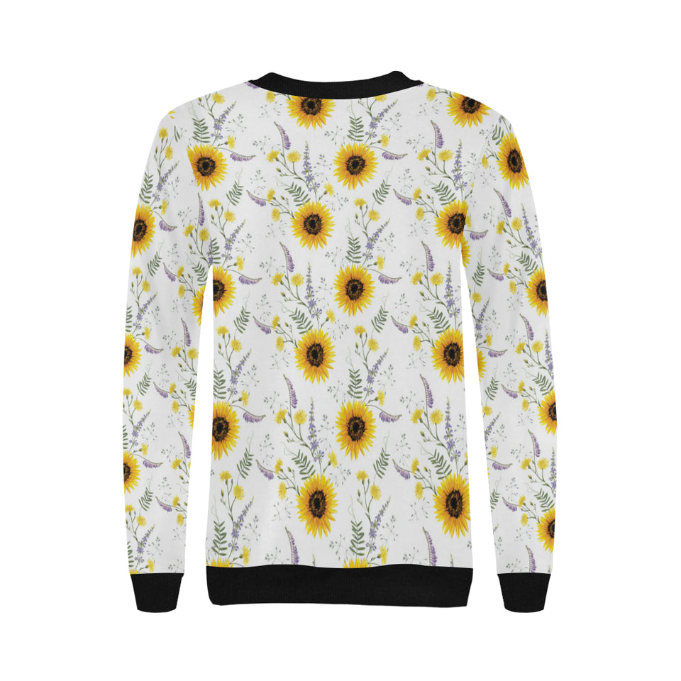 beautiful sunflowers pattern Women's Crew Neck Sweatshirt