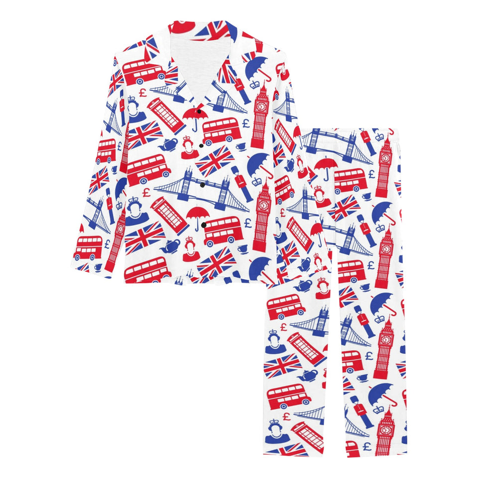 British Pattern Print Design 01 Women's Long Pajama Set