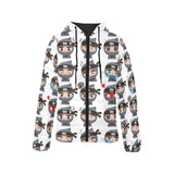 Cute ninja design pattern Women's Padded Hooded Jacket