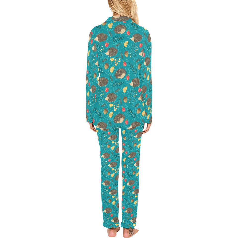 Hedgehog Pattern Print Design 01 Women's Long Pajama Set