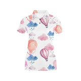Watercolor air balloon cloud pattern Women's All Over Print Polo Shirt
