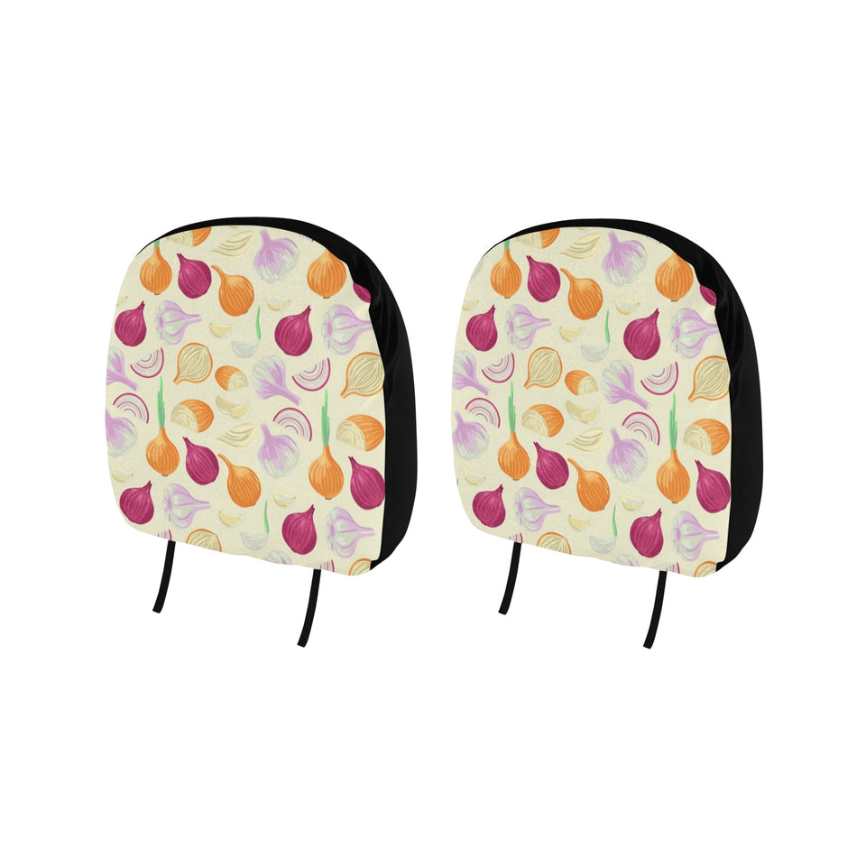 Onion garlic white red pattern Car Headrest Cover