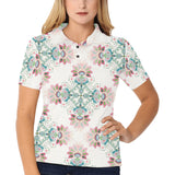 Square floral indian flower pattern Women's All Over Print Polo Shirt