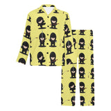 Cute ninja yellow background Men's Long Pajama Set