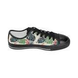 heliconia flowers, palm and monstera leaves Kids' Boys' Girls' Low Top Canvas Shoes Black