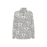 Cute koala leaves pattern Women's Long Sleeve Polo Shirt