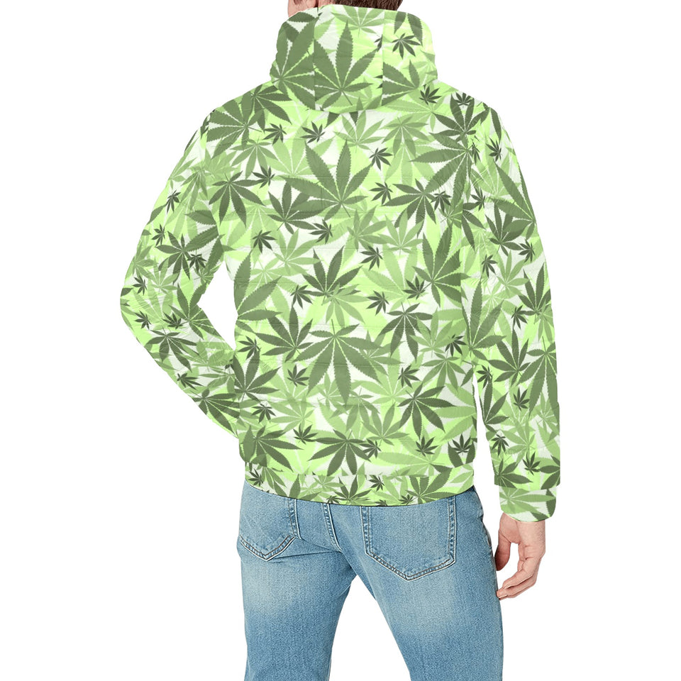 Canabis Marijuana Weed Pattern Print Design 01 Men's Padded Hooded Jacket