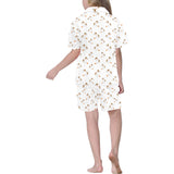Jack Russel Pattern Print Design 05 Kids' Boys' Girls' V-Neck Short Pajama Set