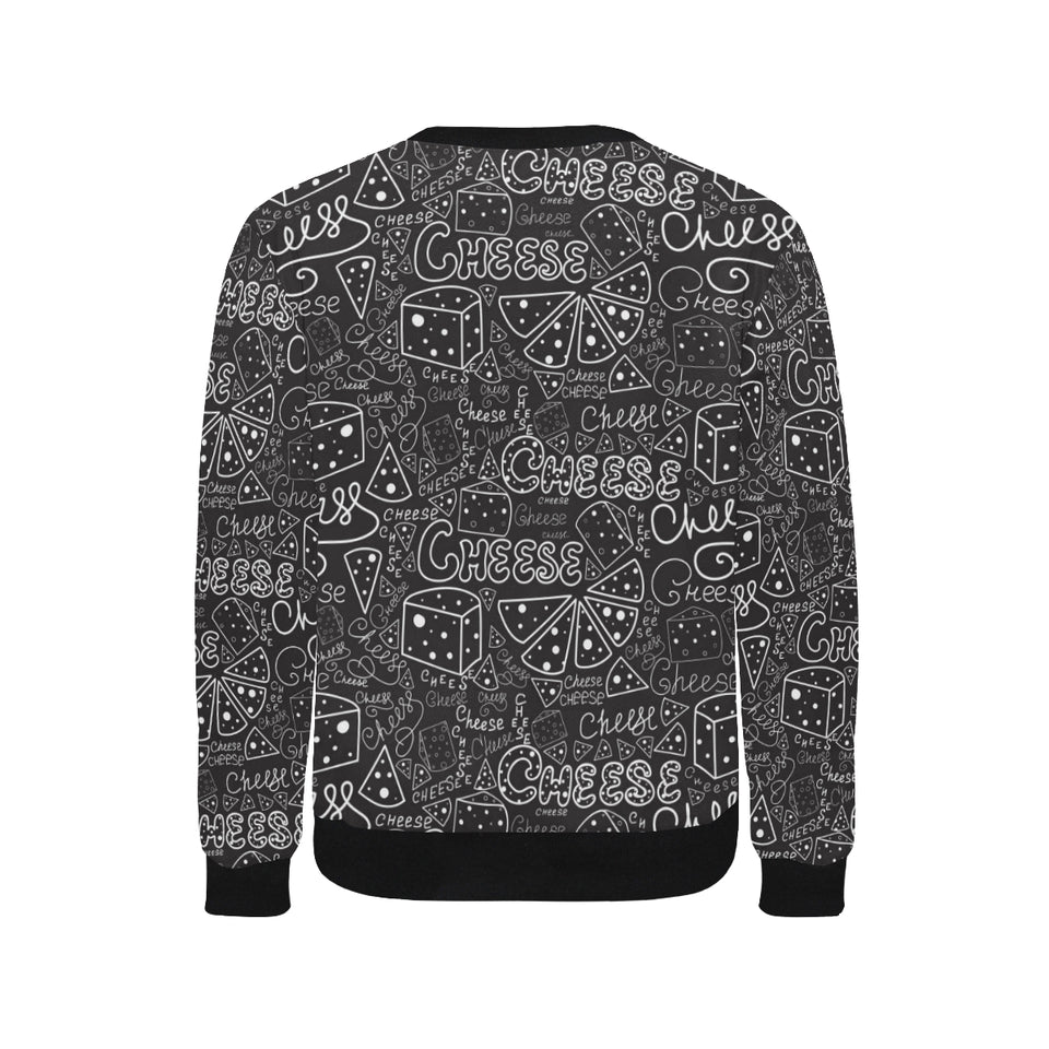 Handwritten cheese pattern Men's Crew Neck Sweatshirt