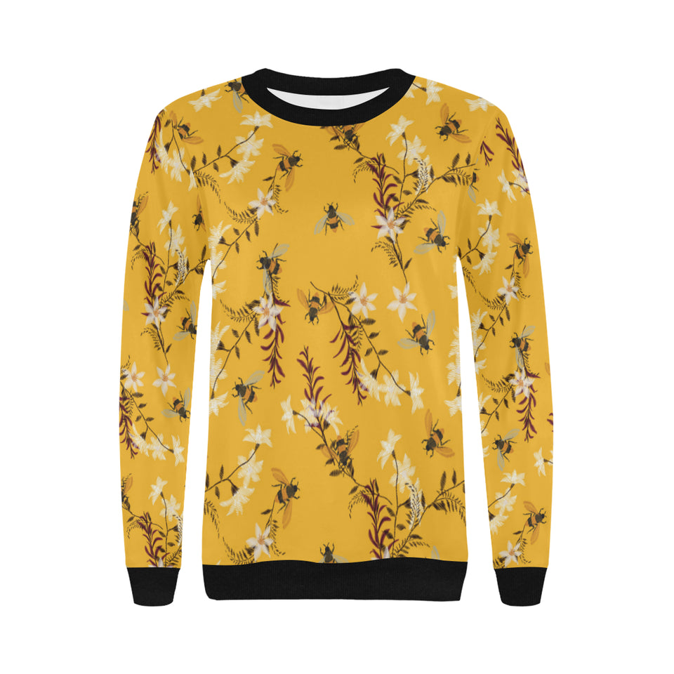 Bee flower pattern Women's Crew Neck Sweatshirt